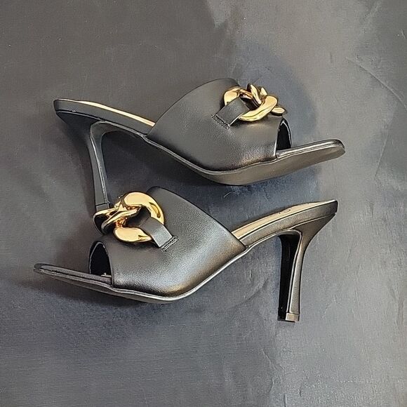 BRAND NEW SHOELAND SQUARE TOE SLIP-ON FOOT OPEN TOE GOLD CHAIN LINKING S… - Picture 10 of 15